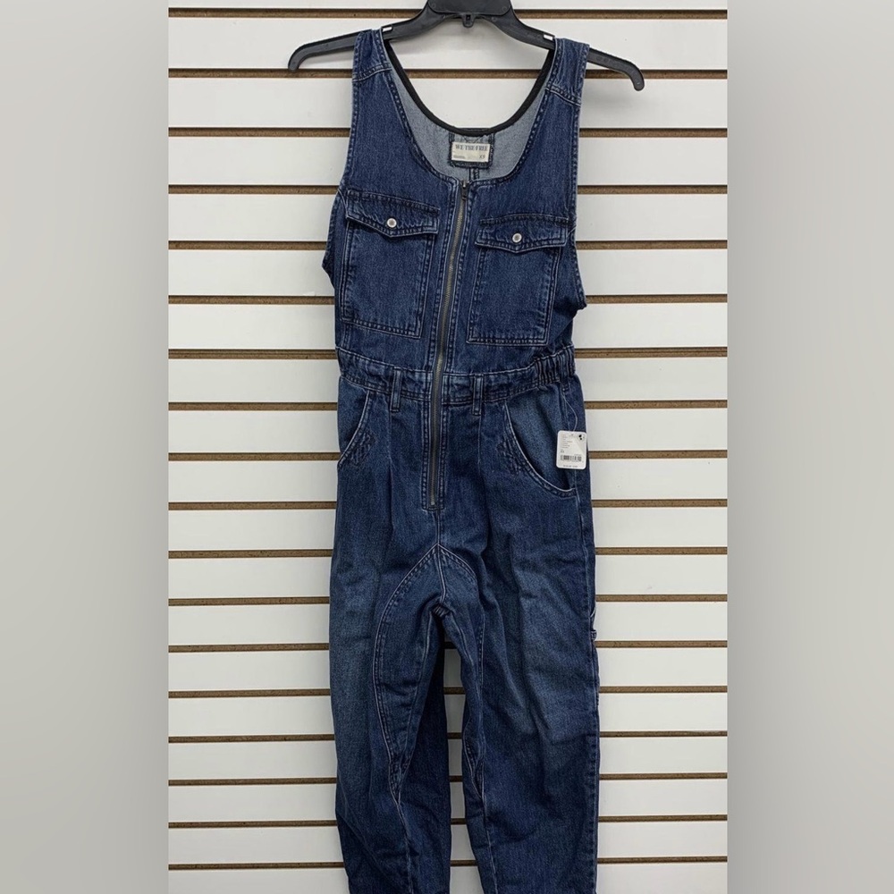 We The Free Dark Indigo Denim Zip-Front Jumper